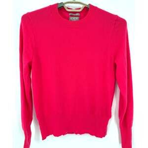 J Crew Womens 100% Cashmere Crew Neck Sweater Bright Pink Small